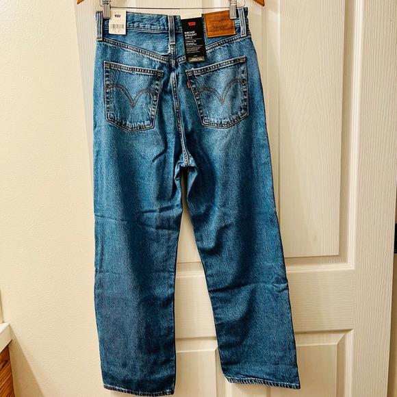 Levis Premium Ribcage Straight Ankle Jeans Women 27x27 In the Middle Blue Denim - Picture 2 of 14